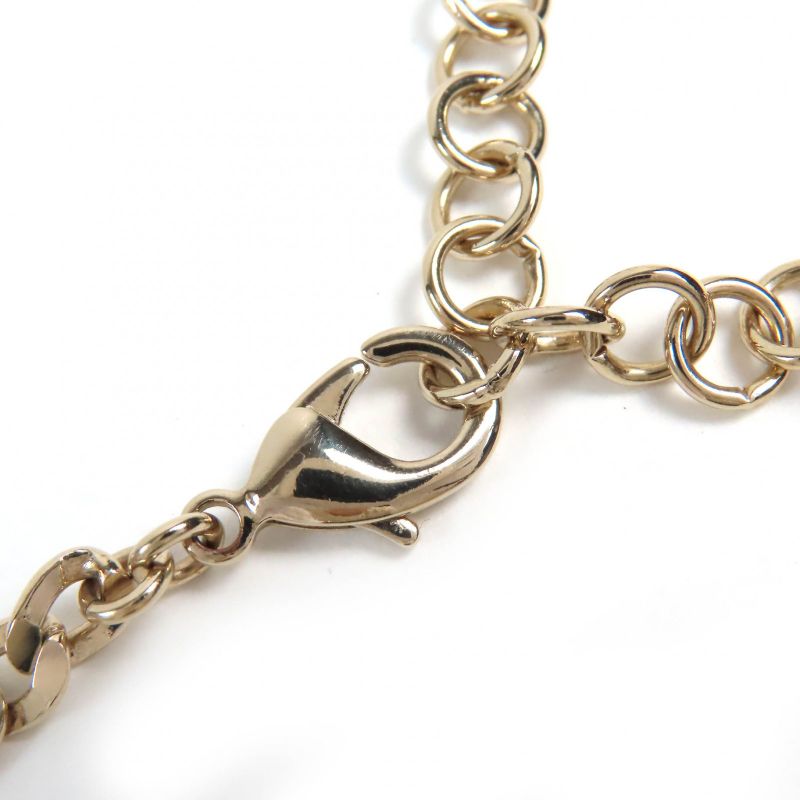 CHANEL Abe157 C24B Coco Mark Pearl Costume Necklace Choker Gold Black White