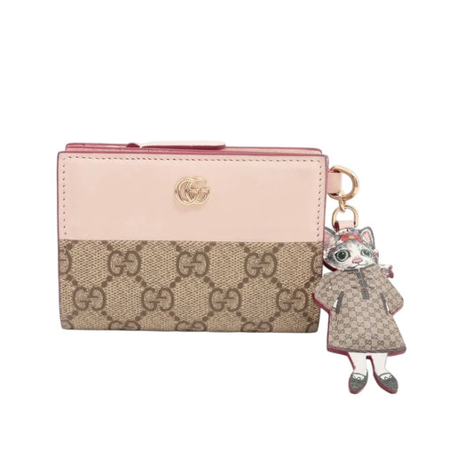 Gucci Yuko Higuchi Collaboration Double Bicolor Small Wallet Leather GG Supreme