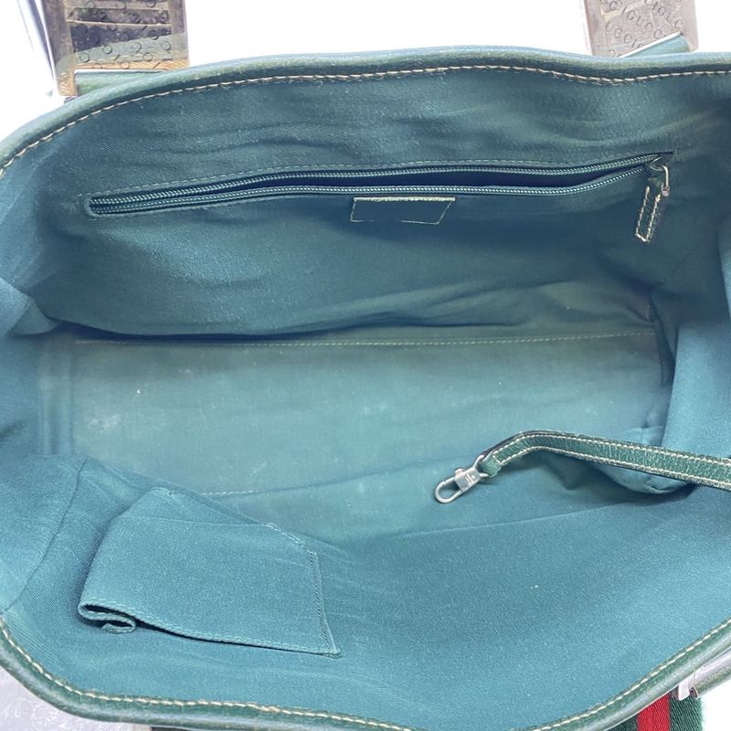 Gucci 145810 Tote Bag Sherry Line GG Canvas Leather Beige Ladies Men Vintage