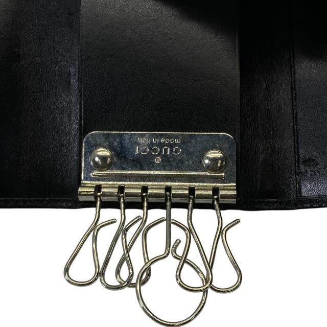 Gucci 131928 6-stack Key Case Key Ring Sherry Line Web Stripe Leather Black