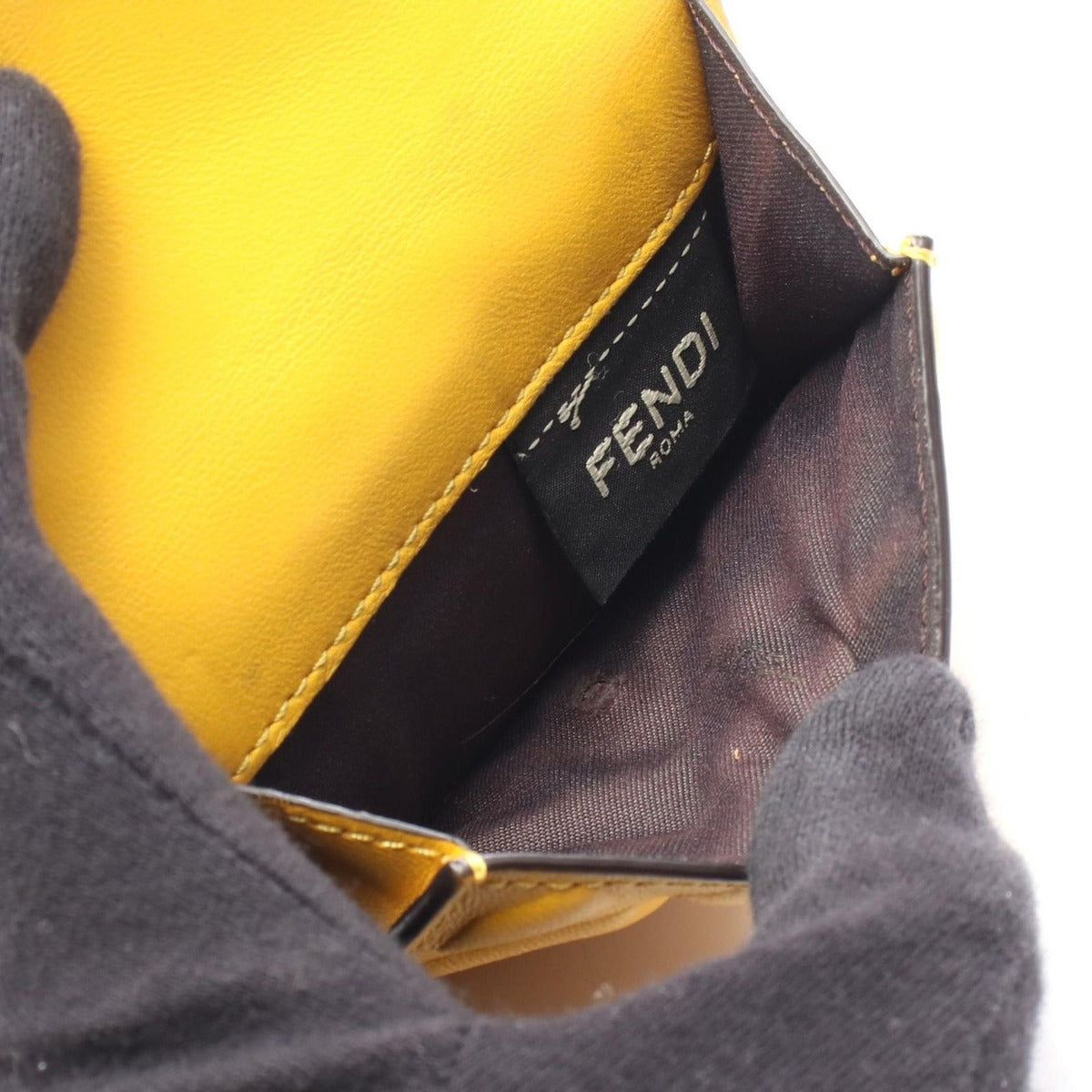 Fendi Trifold Wallet Baguette Micro Yellow Leather — view 4
