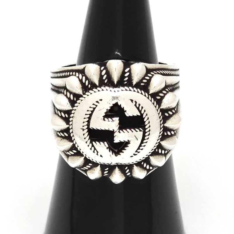 Gucci Interlocking G Signet Ring 10 Approx 10 Star Ring Silver Sv925 Engraved