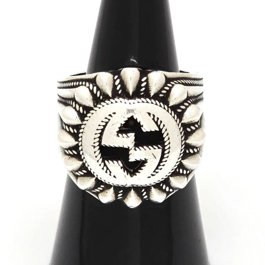 Gucci Interlocking G Signet Ring 10 Approx 10 Star Ring Silver Sv925 Engraved