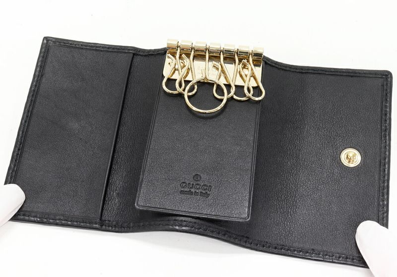 Gucci 6-strand Key Case Ggguccissima Calf Black Gold Hardware 138098