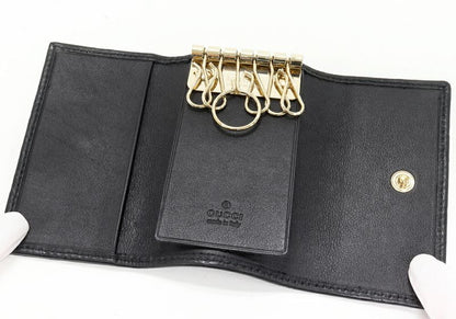 Gucci 6-strand Key Case Ggguccissima Calf Black Gold Hardware 138098