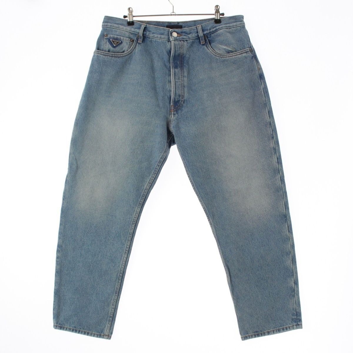 Prada Denim Triangle Logo 5 Pocket Pants Jeans Blue Indigo 34