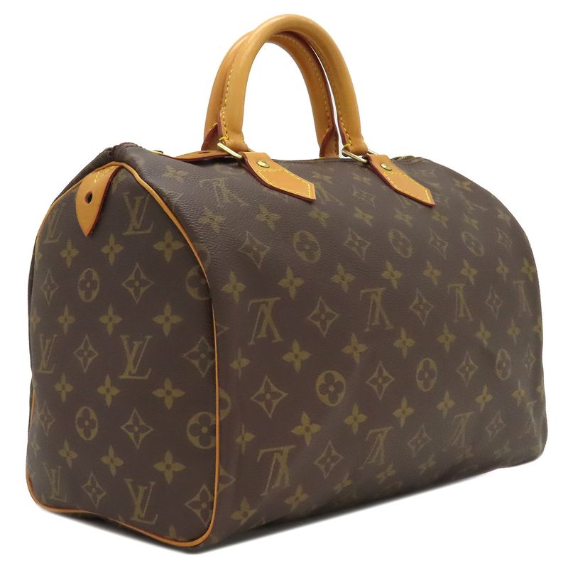 Louis Vuitton Handbag Speedy 30 Monogram Canvas Monogram Gold Hardware Brown