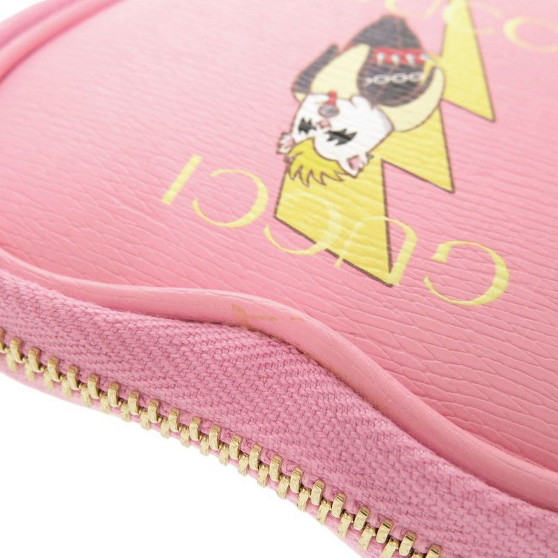 Gucci X Bananya Heart Shape 701062 Leather Pink Coin Case 0415 Gucci