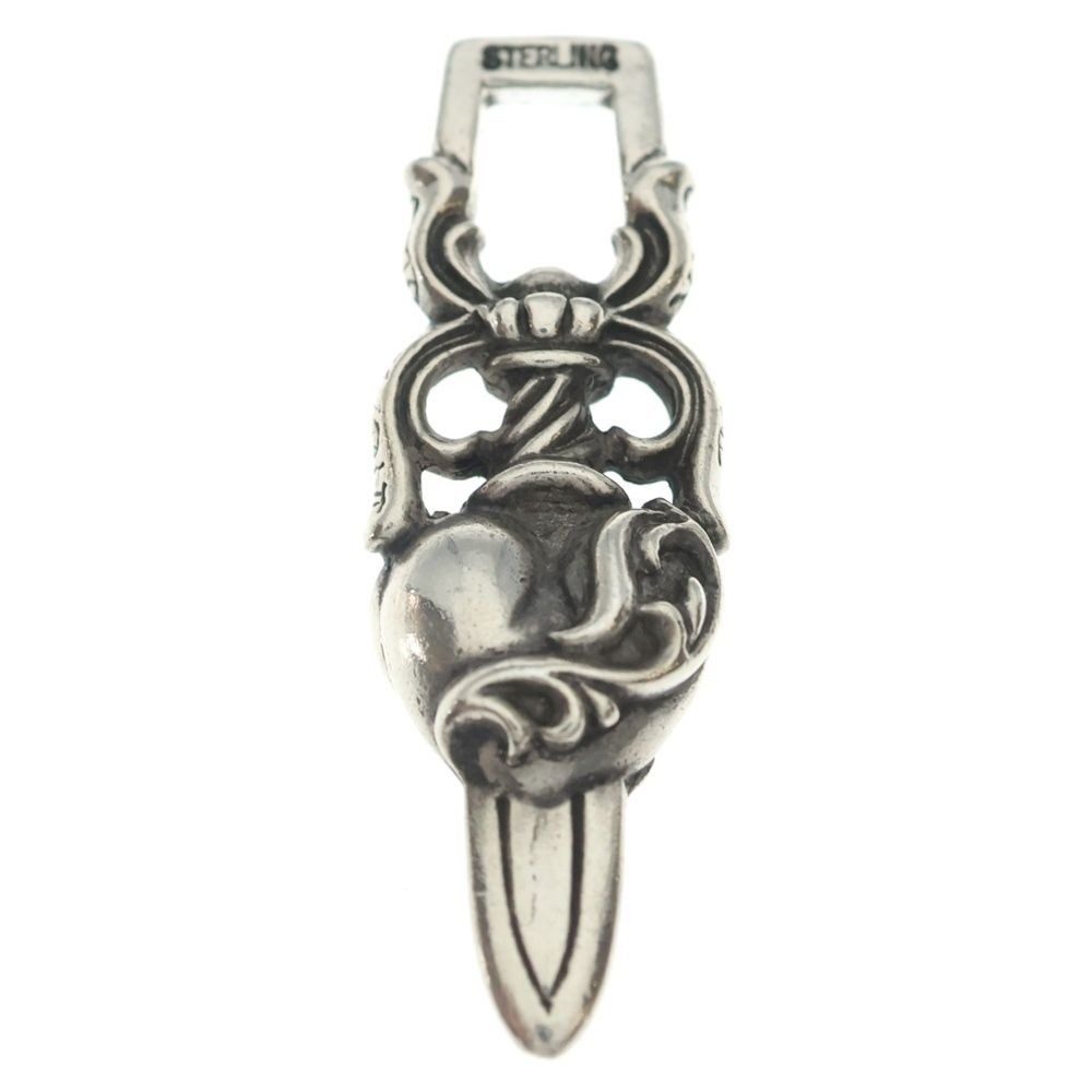 Chrome Hearts Dagger Heart Daga Pendant Top Silver