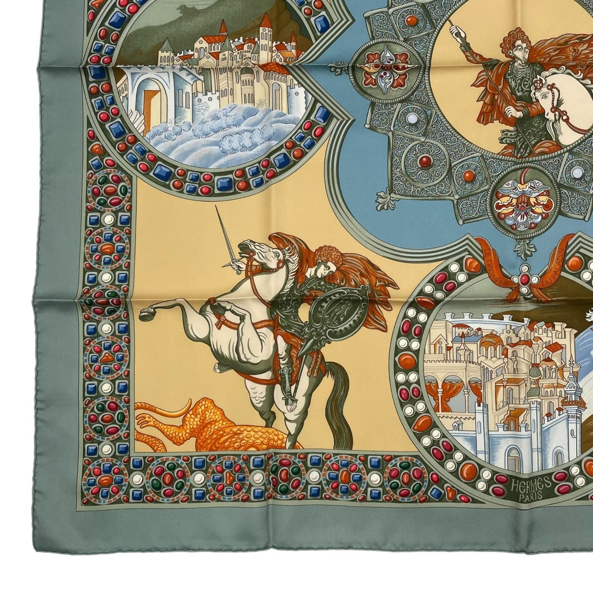 Hermes Scarf Silk Carre 90 le Triomphe du Paladin Victory of the Knights — view 4