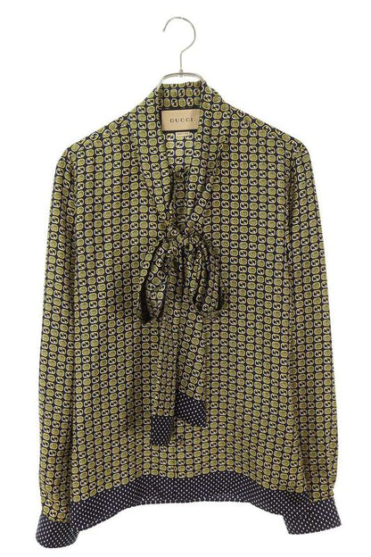 Gucci 747689 Zanl7 Multi Pattern Silk Long Sleeve Shirt Men's 46