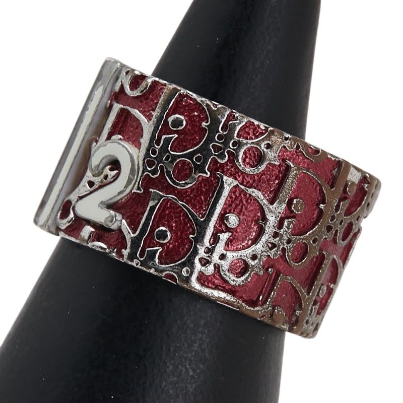 Dior Trotter Ring Ring #5 Silver Red Metal Women's Dior