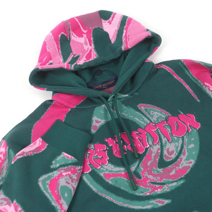 Louis Vuitton 2023 100% Cotton Graphic Logo Marble Pullover Hoodie Green XL