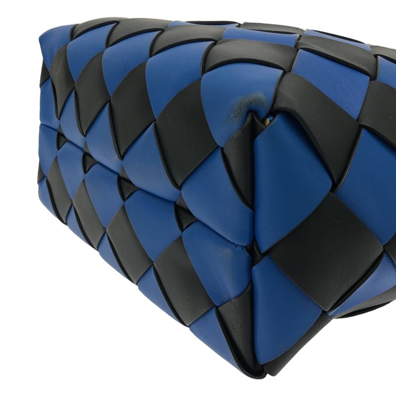 Bottega Veneta Leather Maxi Intrecciato Handbag Tote Bag - Signal Blue Black -