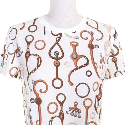 Hermes 24SS 4e4527dn Panoply De Cuir 100% Cotton Deer Crew Neck Short Sleeve