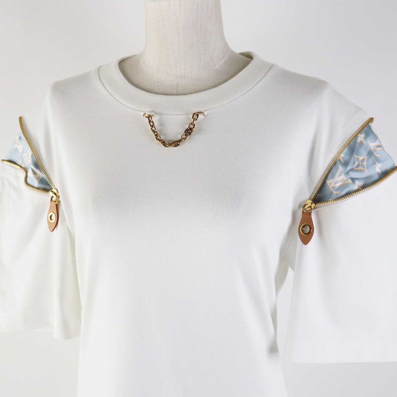 Louis Vuitton 23AW 1abrxk Zipper Sleeve T-shirt Dress Cotton Dress White Light