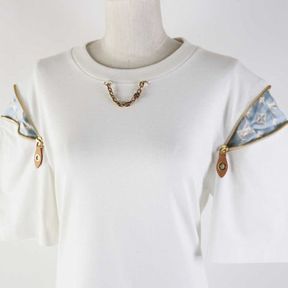 Louis Vuitton 23AW 1abrxk Zipper Sleeve T-shirt Dress Cotton Dress White Light