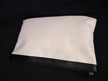 Balenciaga 373840 Canvas And Leather Clutch Bag Second Bag Ivory And Black