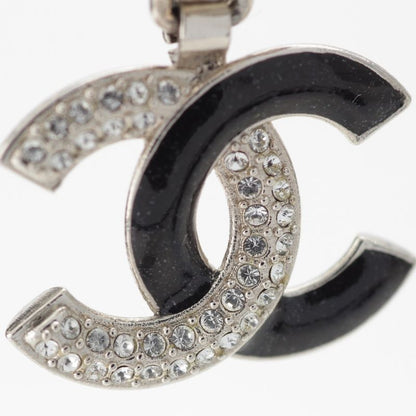 Chanel A23K Rhinestone Coco Mark Star Earrings Accessories GP Silver Black