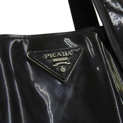 Prada Current Mirano Tag Bn2493 Enamel Triangle Logo Tote Bag Black