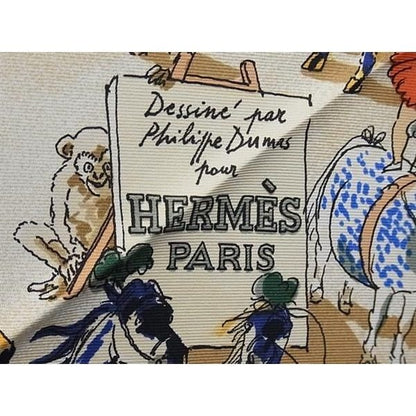 Hermes Cirque Molier Carre 90 Silk Large Scarf Navy Multicolor — view 6