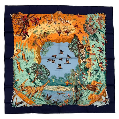 Hermes Scarf Carre 90 Africa Navy — view 2