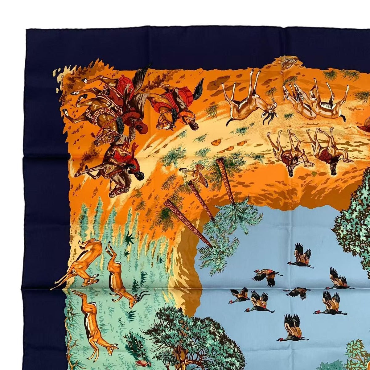 Hermes Scarf Carre 90 Africa Navy — view 3