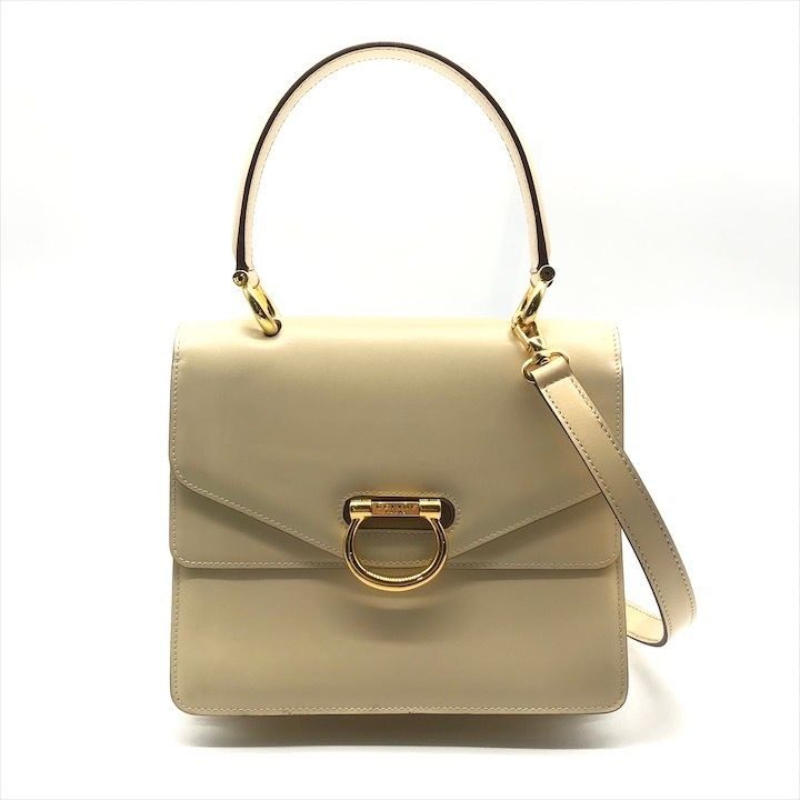 Celine Ganchini Gold Top Handle 2-Way Bag White Bag