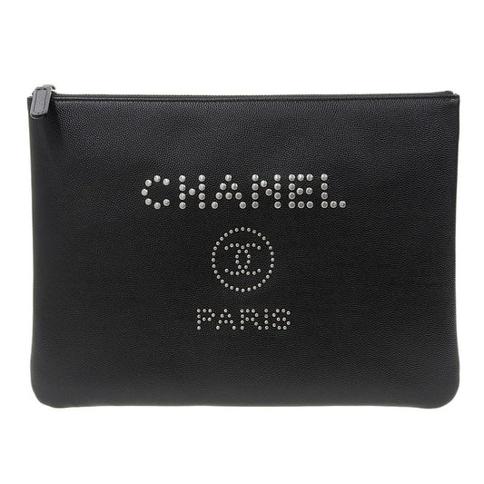 Chanel Deauville Metal Studded Clutch Bag