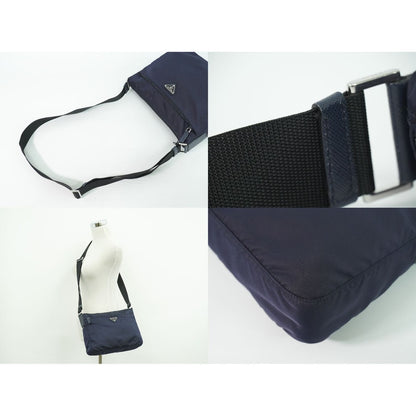 Prada Nylon Shoulder Bag Pochette Navy — view 6