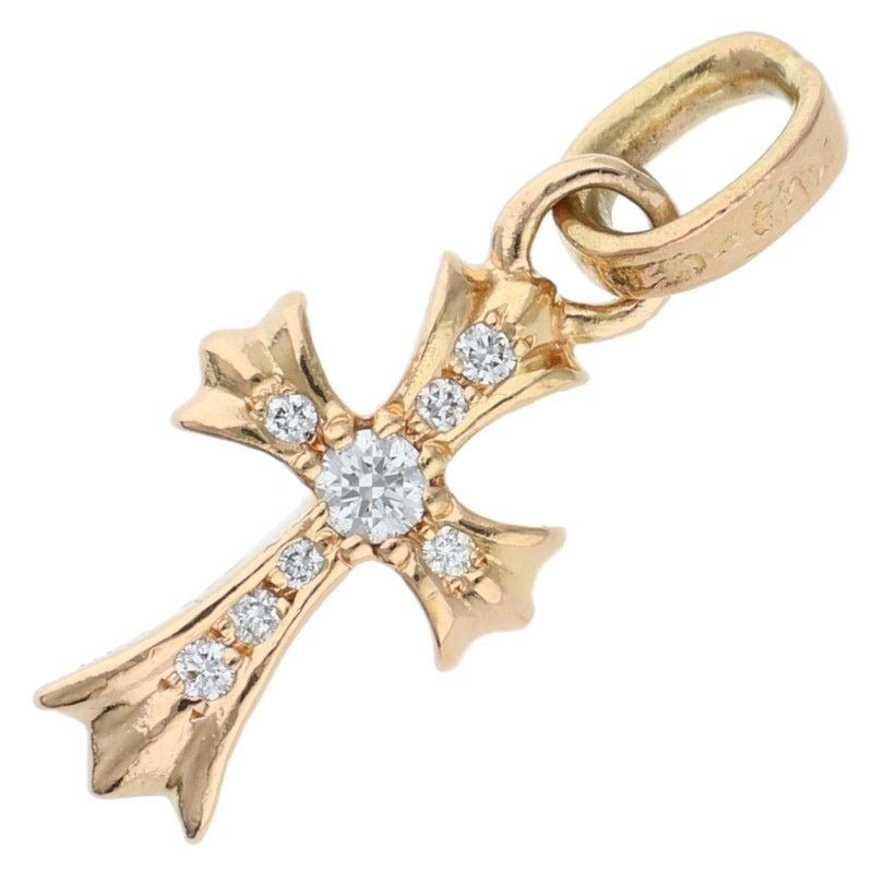 Chrome Hearts 22k Crs Bbyfat P Dmnd Baby Fat Pave Diamond Charm Gold Necklace