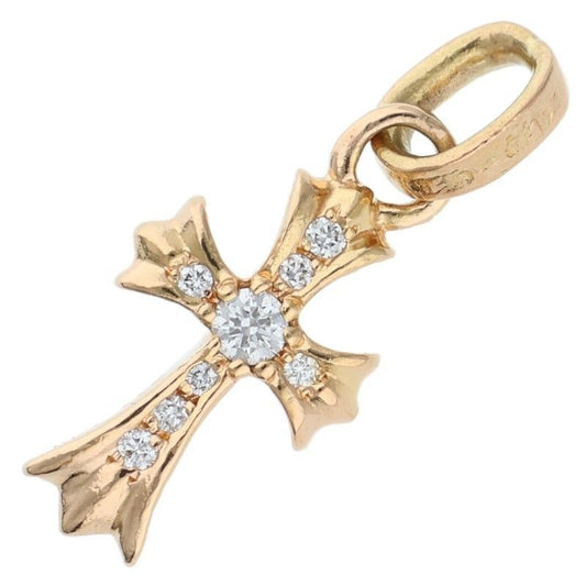 Chrome Hearts 22k Crs Bbyfat P Dmnd Baby Fat Pave Diamond Charm Gold Necklace