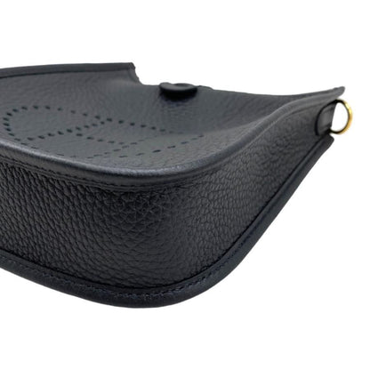 Hermes Shoulder Bag Evelyn TPM W Engraved Taurillon Clemence Noir Black Black