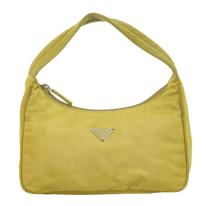 Authentic Prada Nylon Handbag Pouch Beige Bag Used [follow-up Discount