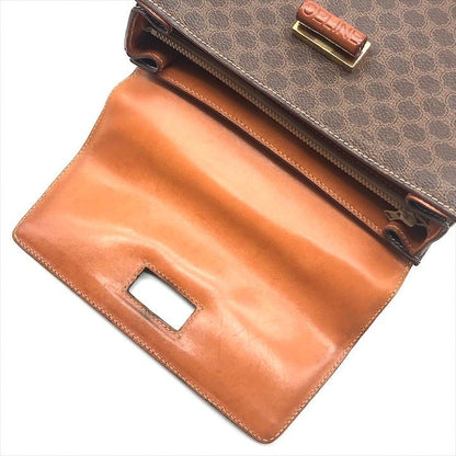Celine Macadam Turnlock Charm Leather Hand Bag Brown Vintage
