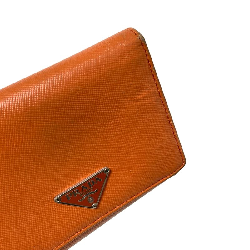 Prada Trifold Wallet - M176a Orange Leather