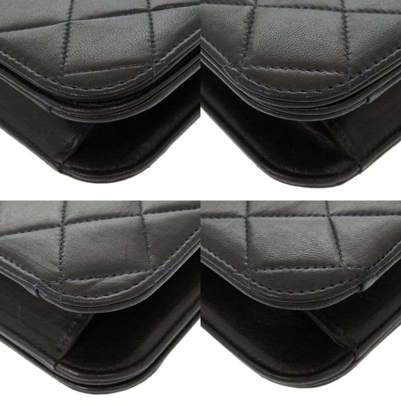 Chanel Matelasse Lambskin Black No 6 Gold Chain Shoulder Bag Lambskin Coco Mark
