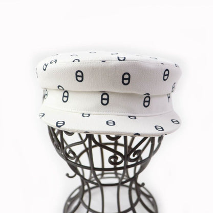 Hermes Vauban Toile Ashe Serie Hardware Chaine D'ancre Casket White Navy 56