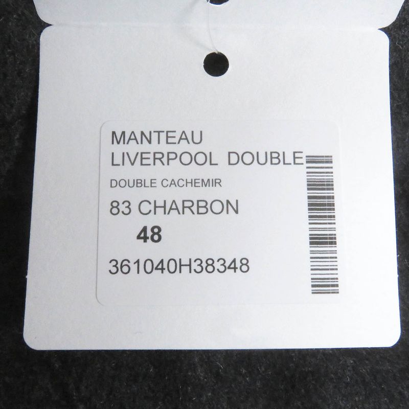 Hermes 20AW Manteau Liverpool Double 100% Cashmere Lamb Leather Use Charbon