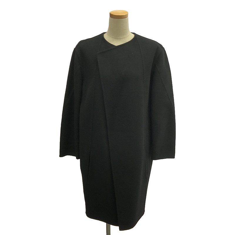 Celine - Phoebe Period Cashmere Blend Collarless Crombie Coat - 38 - Black -