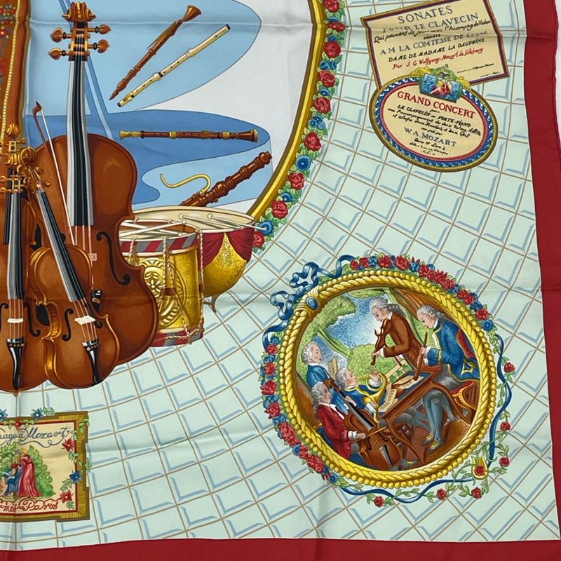 Hermes Carre 90 Wolfgang Amadeus Mozart Hymn To Mozart Silk Scarf Multicolor