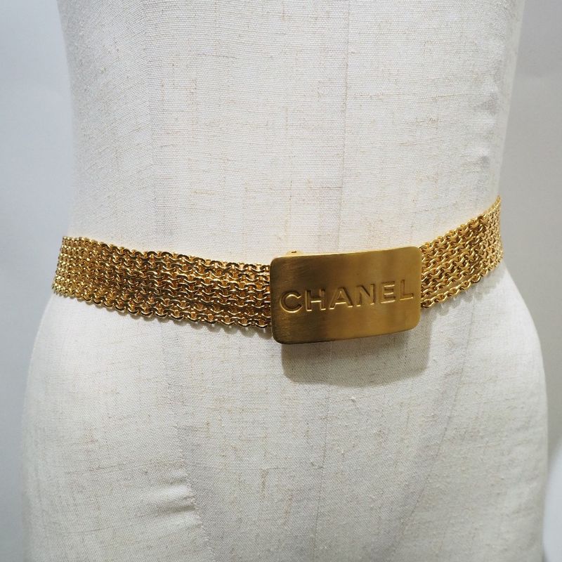 Chanel Chain Logo Plate A07689 Gold Plated Gold 96A Ladies Belt