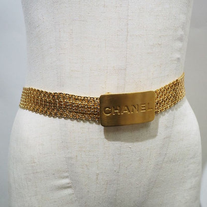 Chanel Chain Logo Plate A07689 Gold Plated Gold 96A Ladies Belt