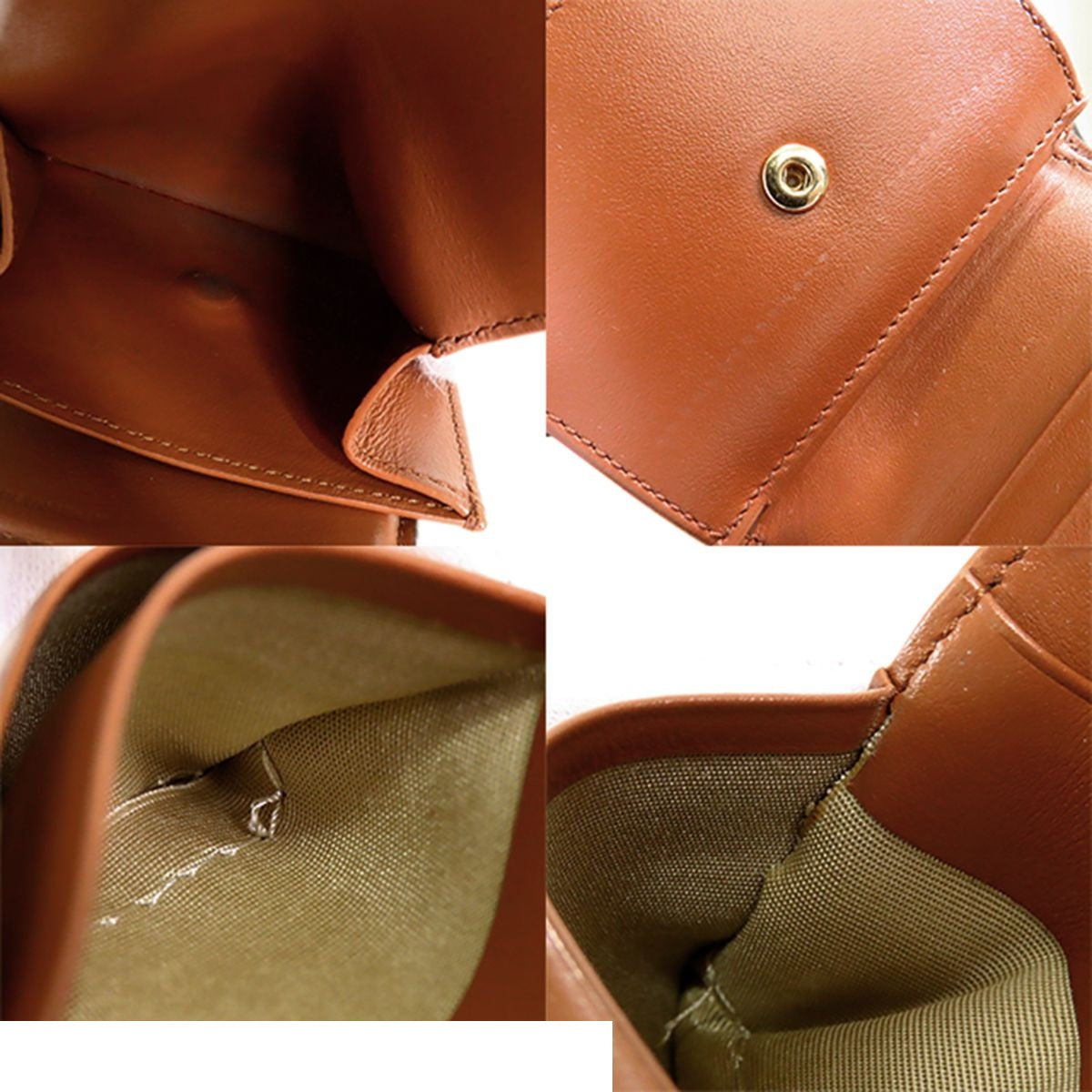 Celine Small Flap Wallet Natural Tan Canvas Calfskin Triomphe Trifold — view 8