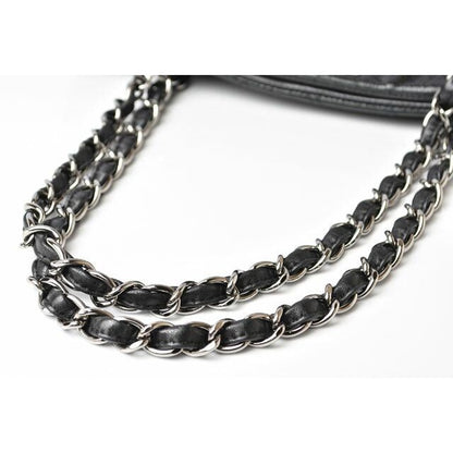 Chanel Tote Bag Chain Vintage Patent Leather Quilted Stitching Black — view 6