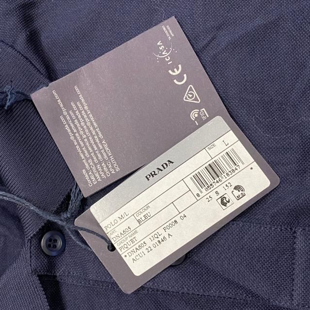 Prada Tops Shirts Polo Shirt Long Sleeve Apparel Cotton Navy Dark Blue [size L]