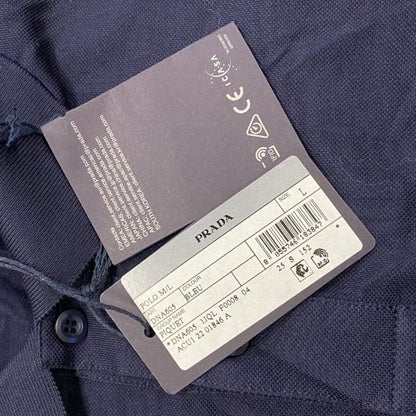 Prada Tops Shirts Polo Shirt Long Sleeve Apparel Cotton Navy Dark Blue [size L]