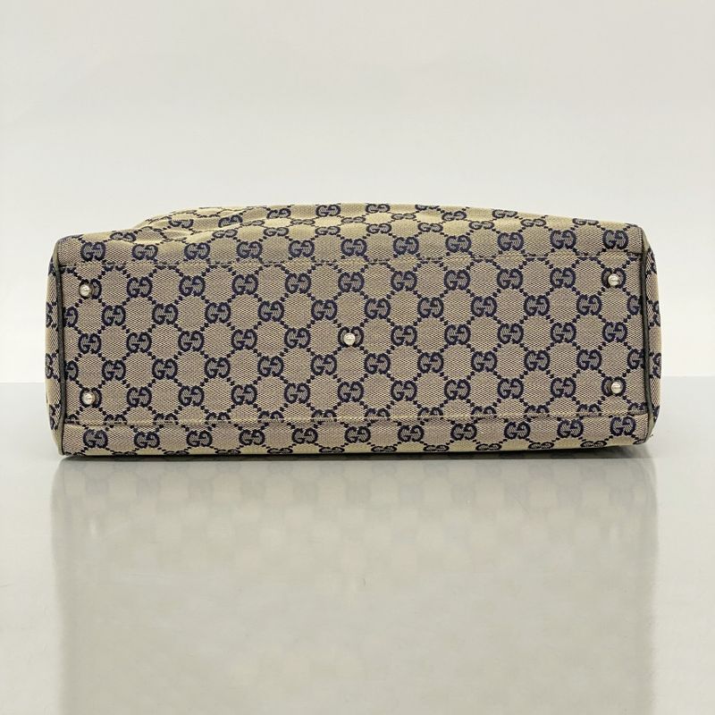 Gucci Tote Bag GG Canvas/sherry Line 145758 Canvas Beige Navy Red Silver