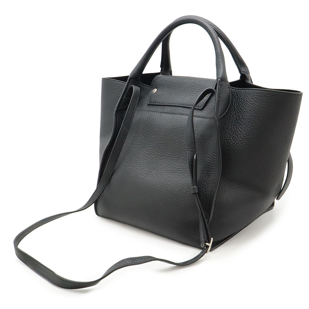 Celine Big Bag Small Handbag 2WAY Shoulder Bag Crossbody Leather Black Black