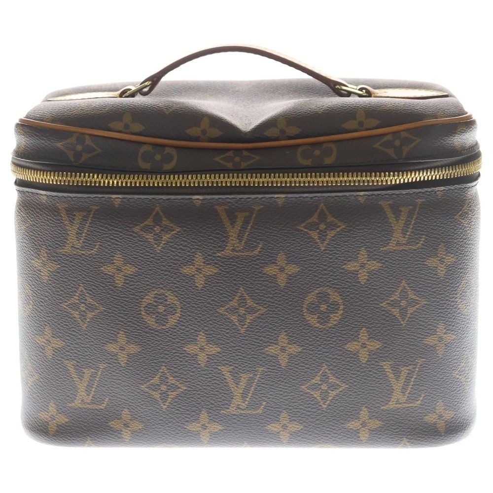 Louis Vuitton Monogram Nice BB Vanity Handbag Pouch Case Brown Leather